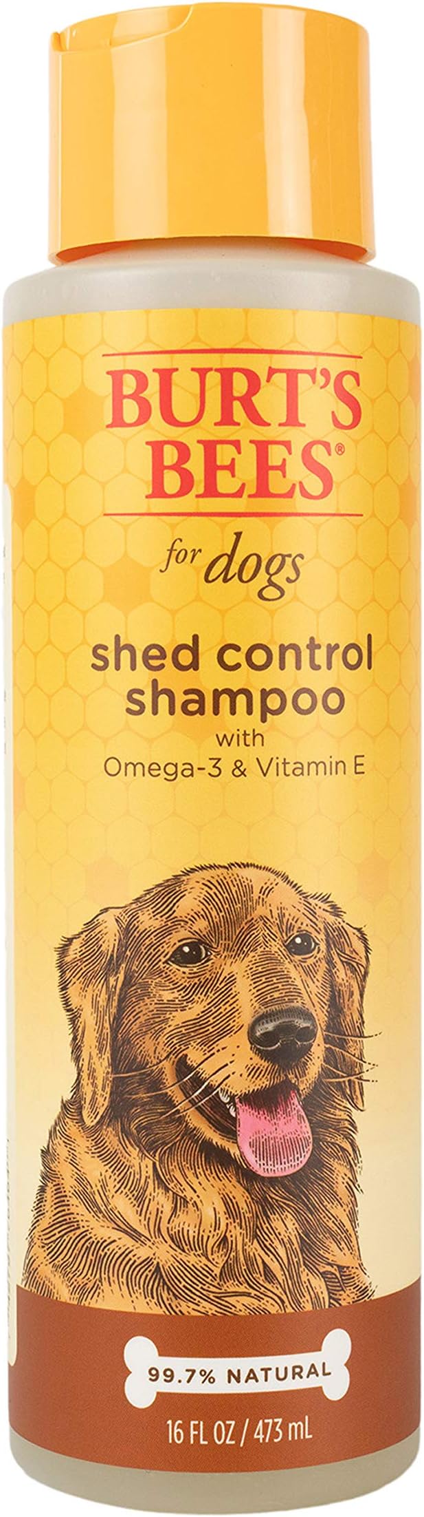 Burt's Bees for Pets Shed Control Shampoo for Dogs with Omega-3 and Vitamin E, 99.7% Natural Origin Formulas, Dog Cleanser for Reducing Shedding - Deshedding Canine Wash, 2pk, 16 oz