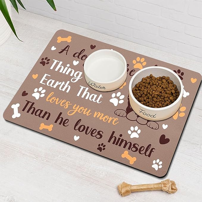 Pet Feeding Mat for Floors Waterproof Dog Mat for Food and Water Absorbent Quick Dry Non Slip mat for Cat Bowls