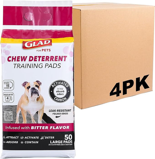 Glad for Pets Activated Carbon Puppy Training Pads with Chew Deterrent, 23”x23” | Ultra Absorbent, Odor Control, Heavy Duty Puppy Potty Training Pads| New & Improved Quality Puppy Pee Pads - 6 Pack