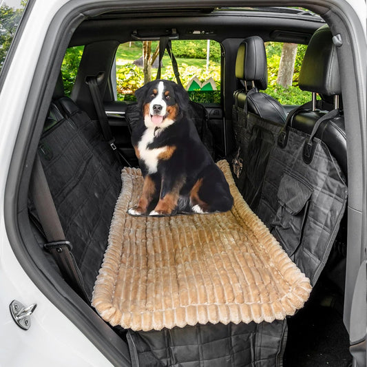 Non-Slip Dog Bed Mat for Car, Fuzzy Backseat Pet Mat, Travel Pet-Friendly Seat Cover for Cars, Compatible with Backseat Extenders and Seat Protectors 24.8x54 inch