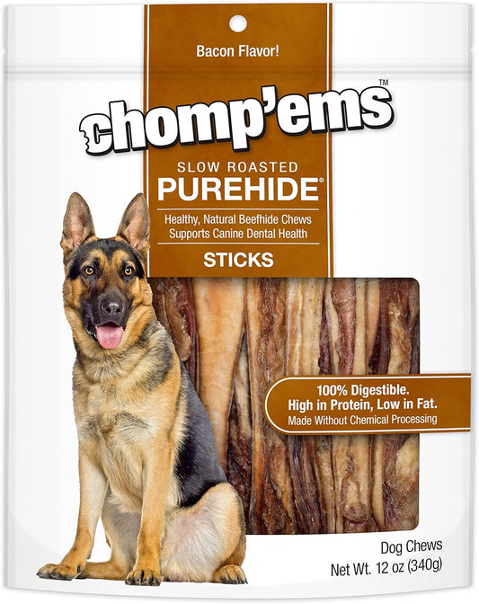 Chomp'ems Purehide Sticks Healthy Natural Rawhide Dog Chew, 12 oz