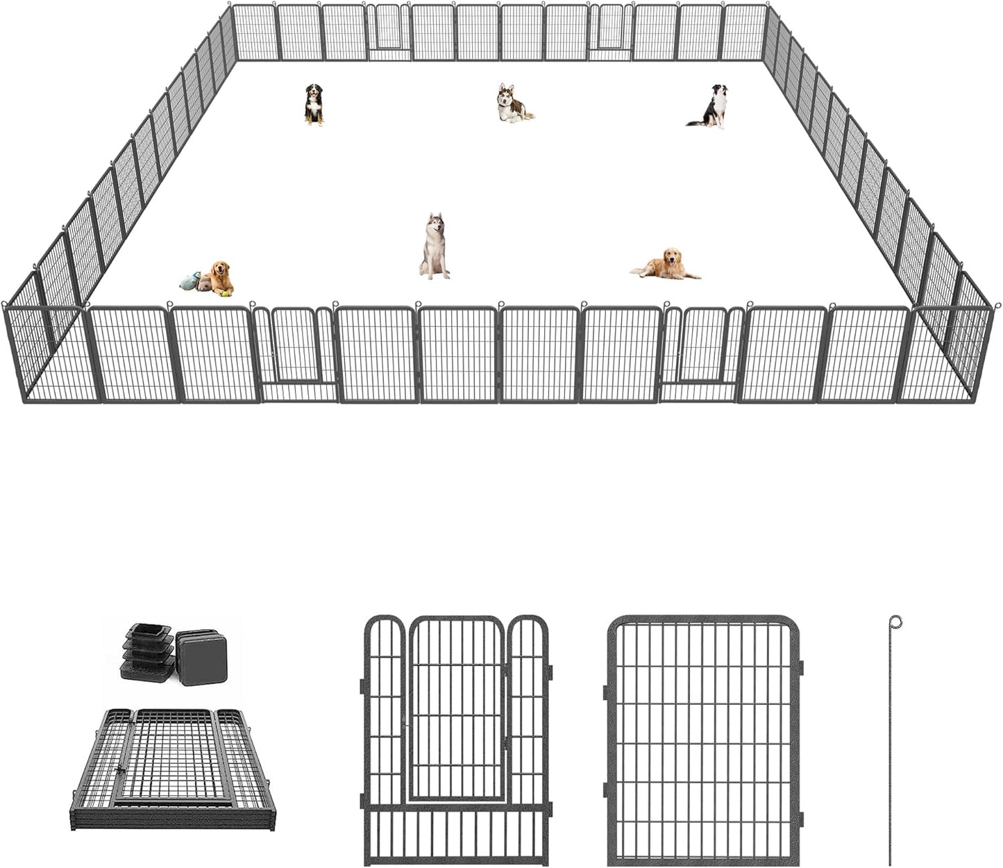 Dog Playpen 40 inch Dog Fence for Outdoor Indoor Use Heavy Duty Metal Dog Pen for Large Dogs, Rustproof Pet Playpen Portable Pet Fence Outdoor for Yard, RV Camping, Customizable, 42 Panels