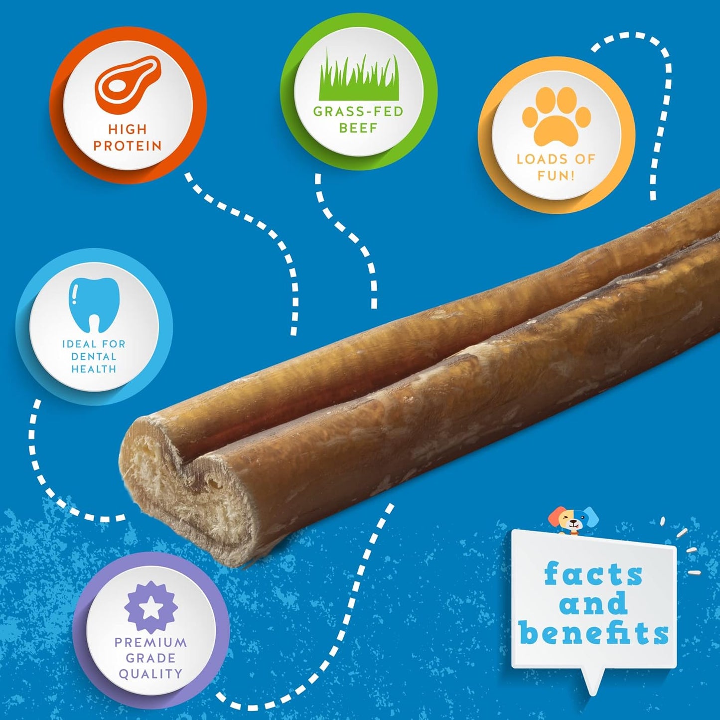 Jack&Pup 12" Bully Sticks Dog Chews | Odor Free Bully Sticks | Single Ingredient, All Natural Pizzle Sticks for Dogs (8oz, 5/6 Sticks)