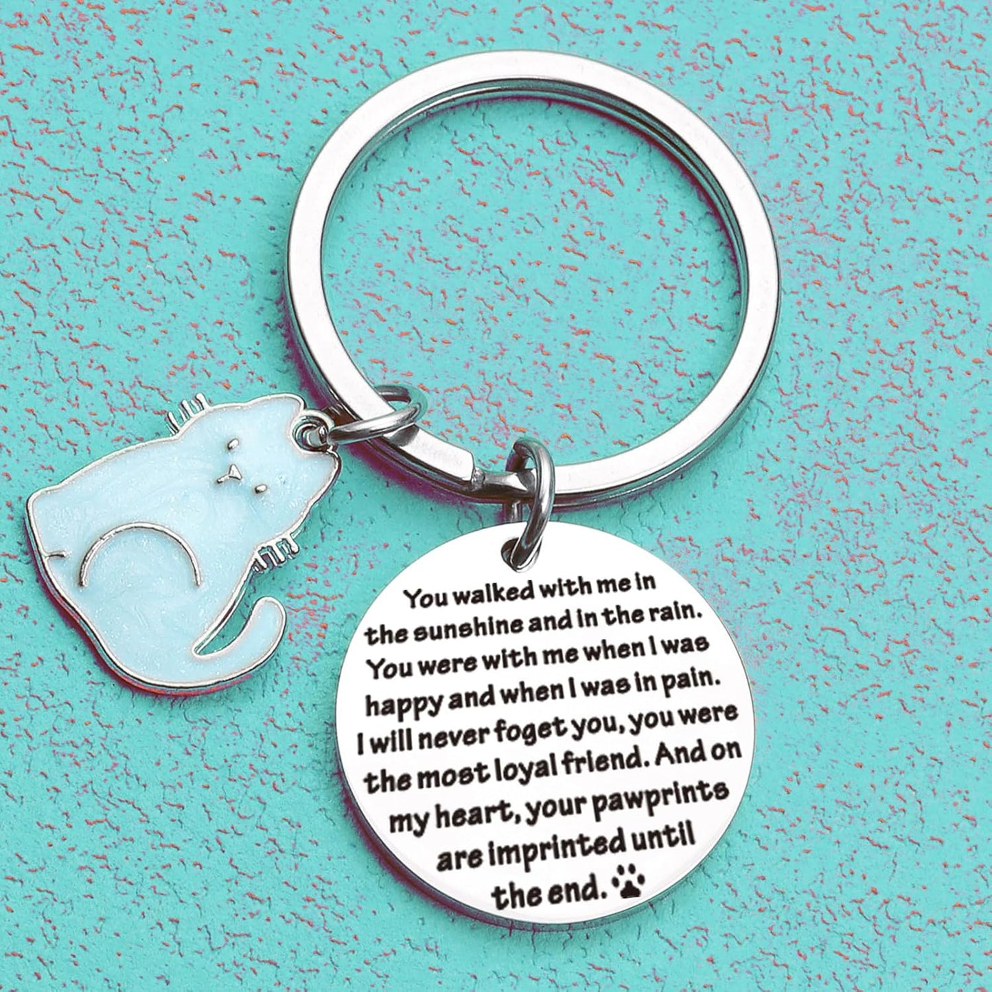 Cat Passing Away Keychain Cat Loss Gifts Pet Remembrance Keychain Loss of Cat Sympathy Keychain
