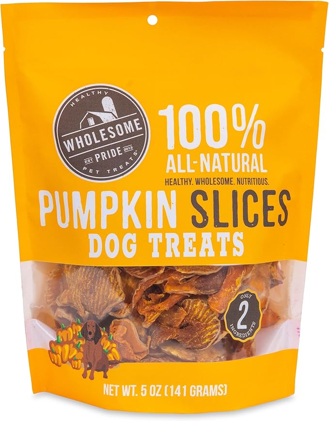 Wholesome Pride Pumpkin Slices 100% All-Natural Limited Ingredient Dehydrated Dog Treats, 5 oz