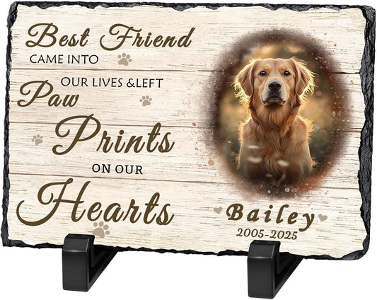 Ships Next Day Personalized Dog Memorial Gifts for Loss of Dog, Custom Pet Memorial Stone with Photo Name Date Bereavement Sympathy Gift for Dog Cat Lover
