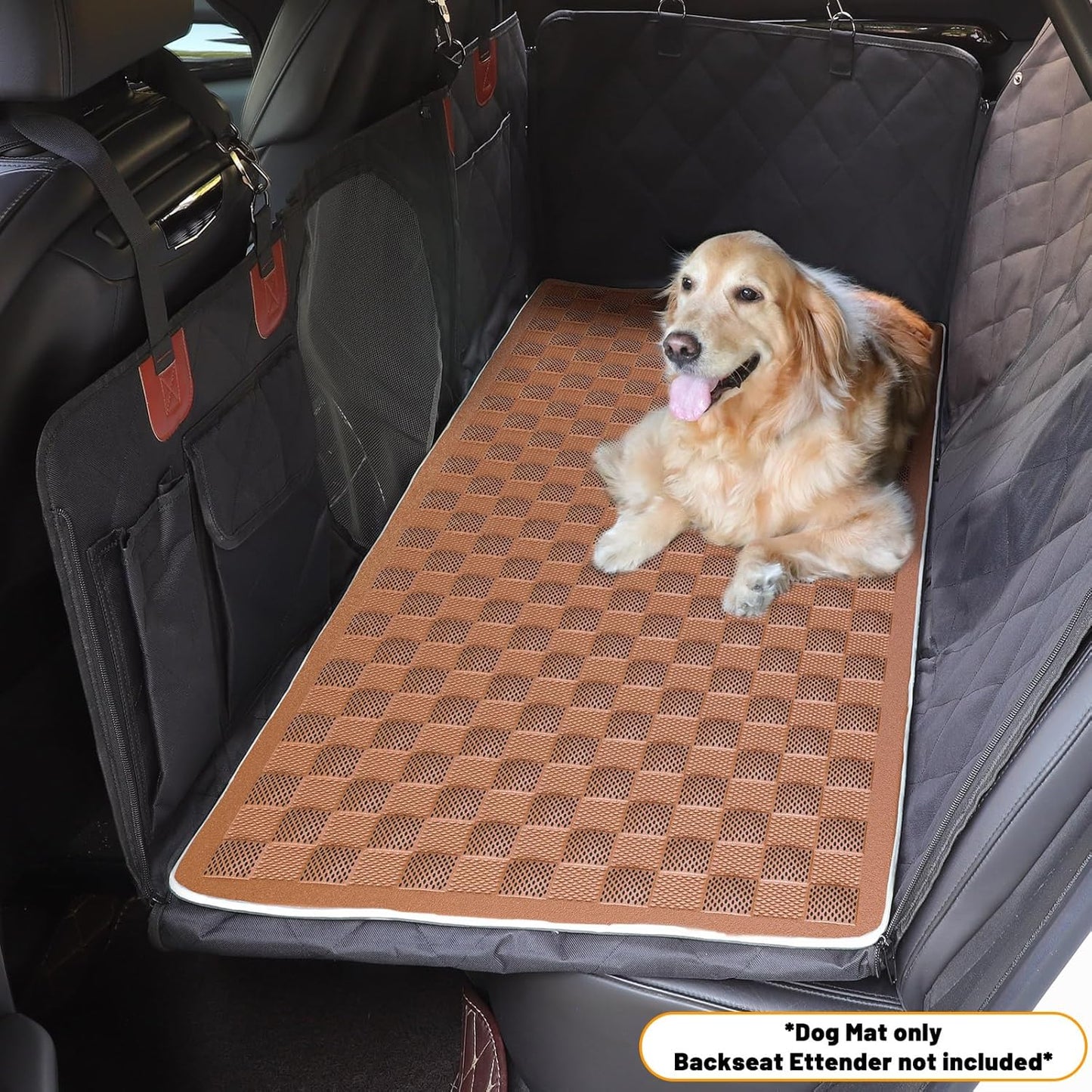 Manificent Non-Slip Pet Bed Mat for Back Seat Extender, Hair Resistant Dog Blanket for Hard Bottom Dog Car Seat Cover, Anti Slip Pet Linner Backseat Cover Brown Plaid