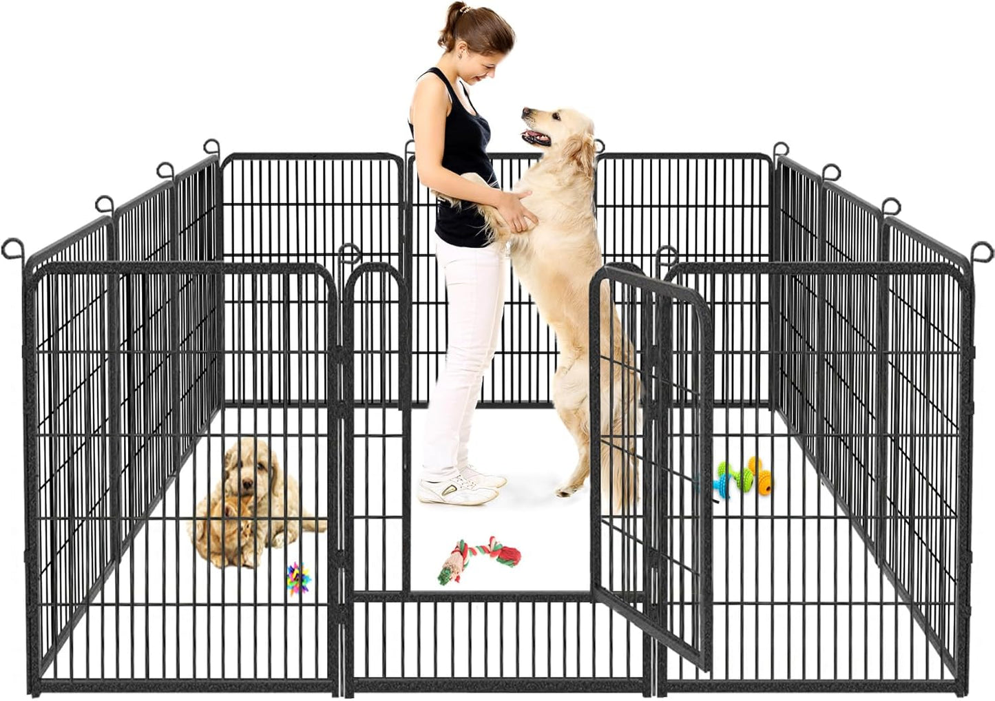 Dog Playpen, 32inch 10 Panels Outdoor Dog Fence Indoor Dog Pen Anti-Rust Pet Puppy Pen Dog Exercise Pen with Lock for Medium Small Dogs, Portable Pet Fence for Yard RV Camping
