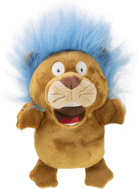 goDog Crazy Hairs Lion Silent Squeak Plush Dog Toy, Chew Guard Technology - Tan, Large