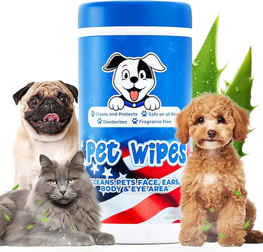 SONO Dog Wipes - Gentle Pet Wipes for Paws, Butt, Face & Body - Cleaning, Deodorizing, Puppy & Cat Friendly - Unscented, 100 Count