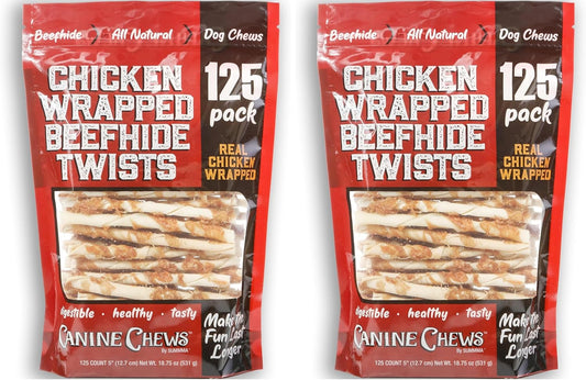 Canine Chews Chicken-Wrapped Rawhide Chews for Dogs (125 ct.) (Pack of 2)