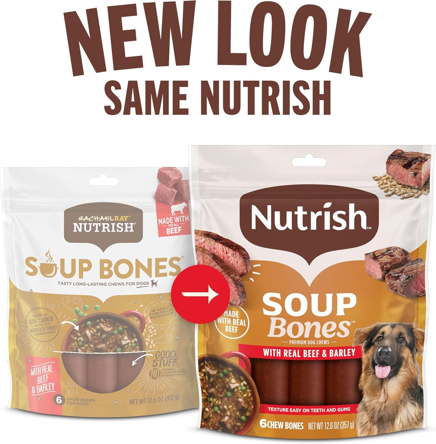 Nutrish Soup Bones Premium Dog Chews with Real Beef and Barley, 11 Chews, Packaging May Vary (Rachael Ray)