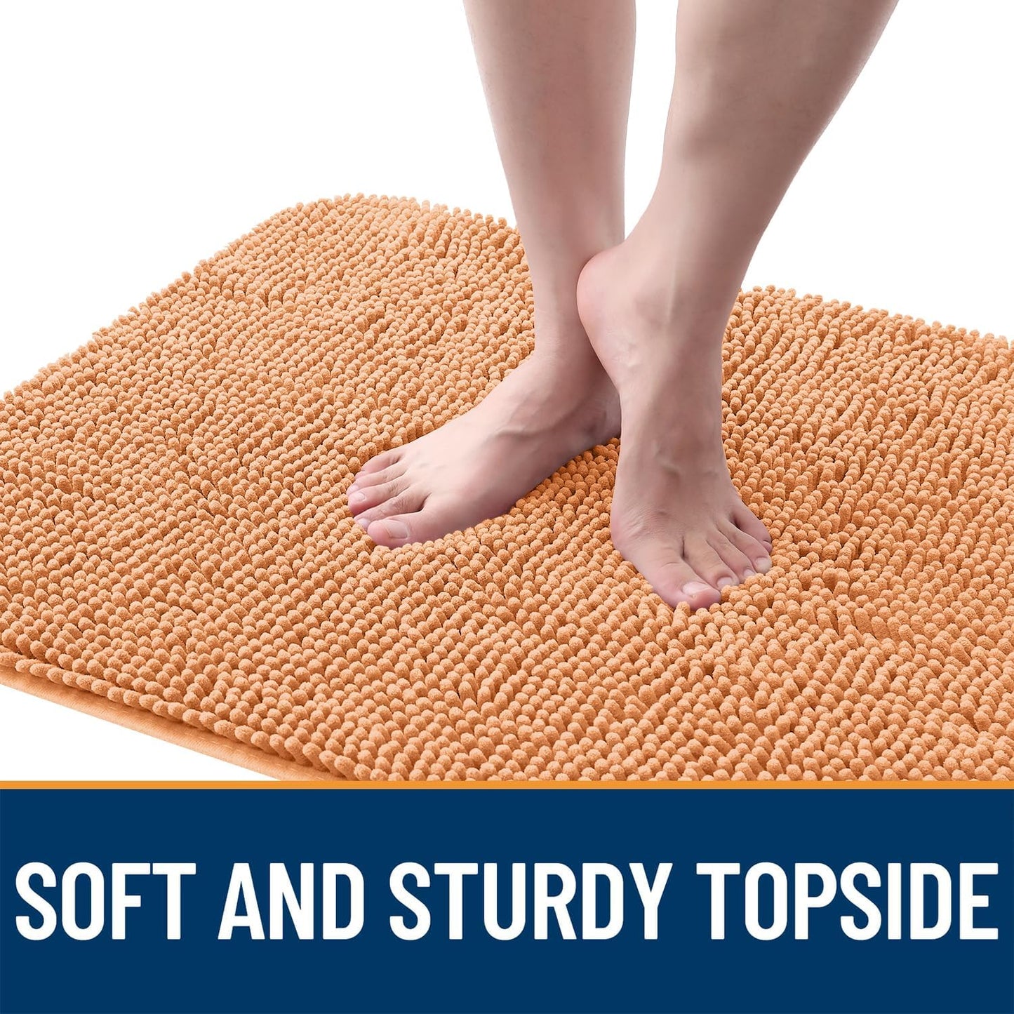 OLANLY Dog Door Mat for Muddy Paws 70x24, Absorbs Moisture and Dirt, Absorbent Non-Slip Washable Doormat, Quick Dry Chenille Mud Mat for Dogs, Entry Indoor Entryway Carpet for Inside Floor, Orange