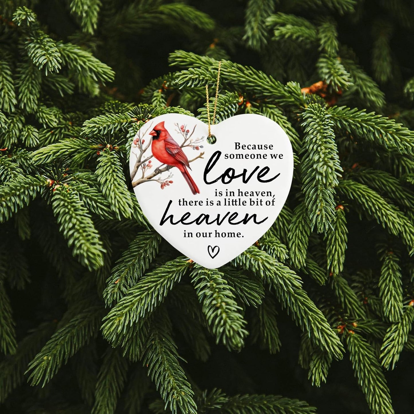 Cardinal Memorial Ornament Keepsake Sign - Heart Plaque for Remembrance, Condolence, Grief, and Sympathy - Bereavement Gift Ideas for Loss of Loved One