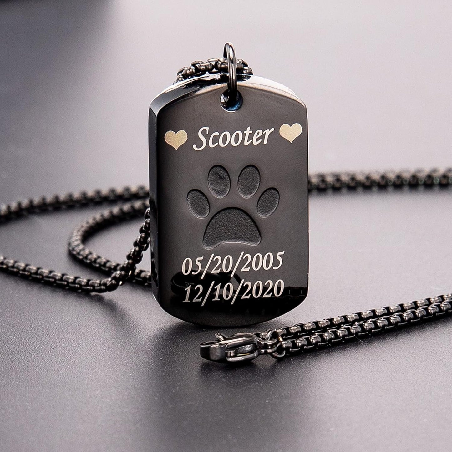 Fanery Sue Personalized Pet Ashes Necklace for Dog Cat Custom Photo&Text Pet Loss Sympathy Gift Cremation Jewelry