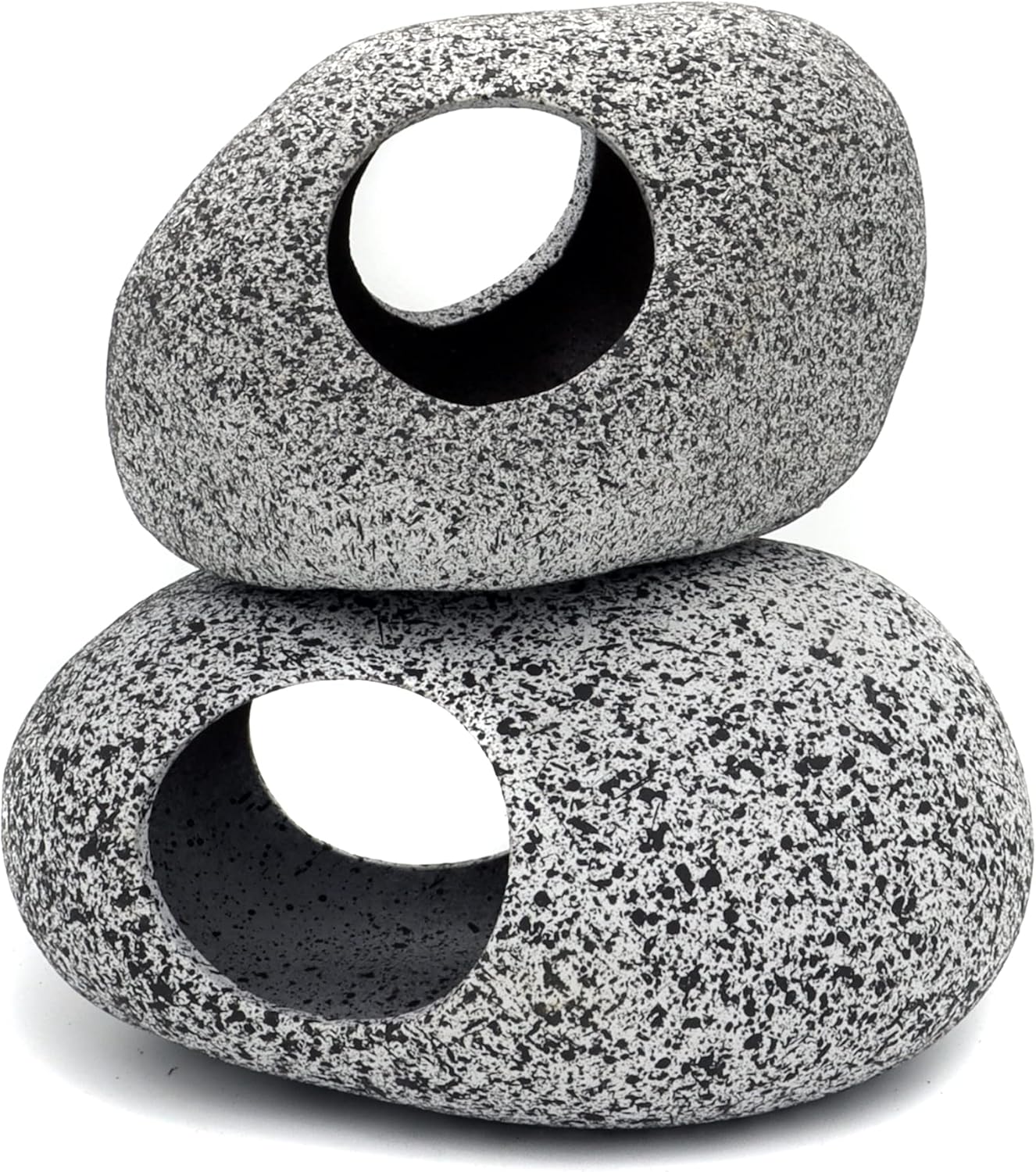 JIH Aquarium Decorations Rock, Ceramic Shelters - Shrimp Habitat, Breeding Tube, Hiding cave, Stackable Fish Tank Decor Cave for Hiding, Betta Fish (J001+J002)