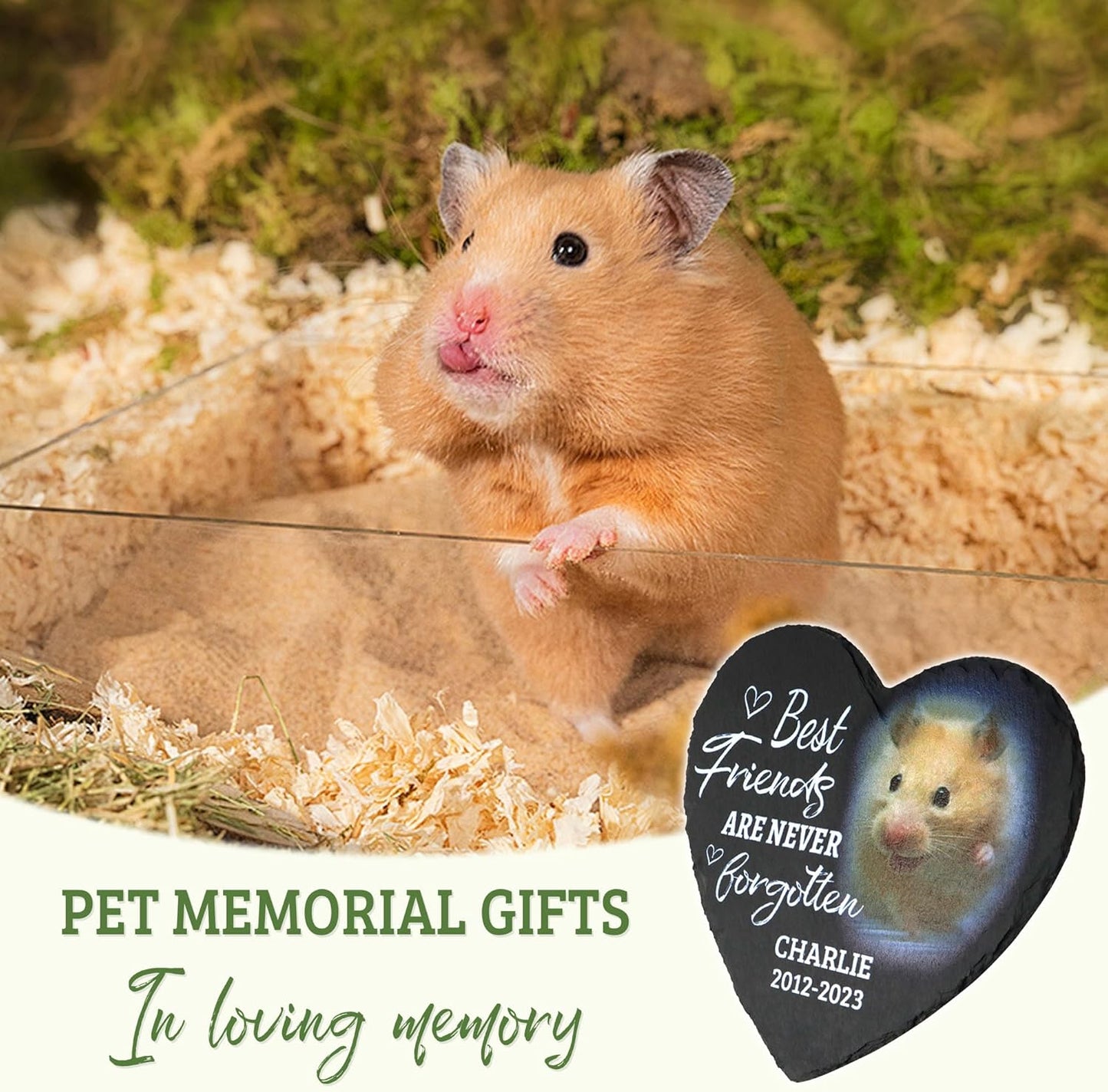 ODB Gifts for Loss of Guniea Pig, Hamster Memorial Stone, Hamster Memorial Gifts, Hamster Loss Gifts, Hamster Head Stones, Guniea Pig Grave Marker, Gifts for Hamster Lovers (Hamster)