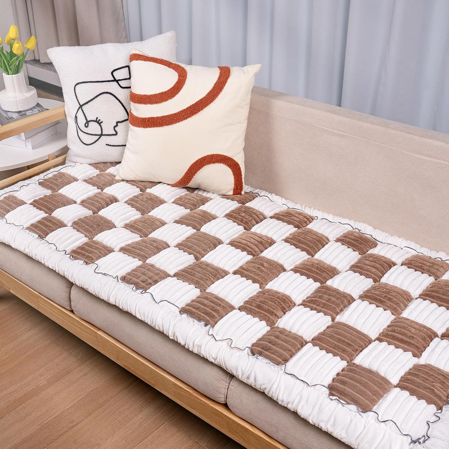 Dog Couch Cover Protector, Dog Bed Mat for Couch Washable Pet Bed Cover, Large Dog Blanket Pet Friendly Sofa Cover, Dark Coffee, 27 * 82 ''