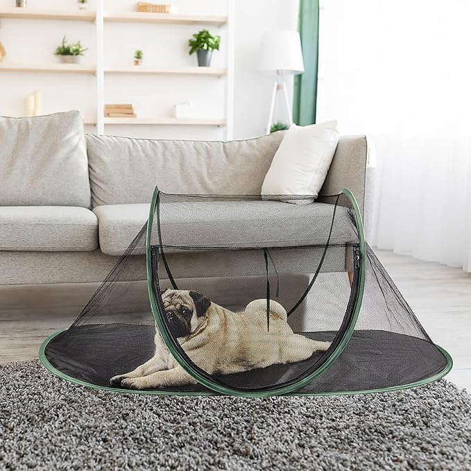 Outdoor Cat Enclosures, Portable Cat Tent for Bearded Dragon, Dogs and Small Animals, Cat Outdoor Tent with Foldable Bag(Dark Green)