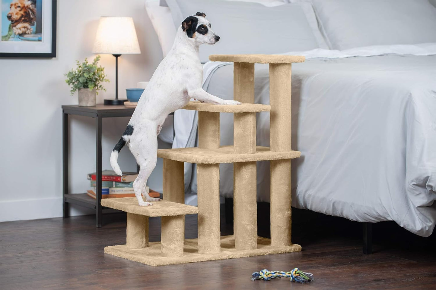 Furhaven Steady Paws Multi-Step Pet Stairs for High Beds & Sofas - Cream, 4-Step