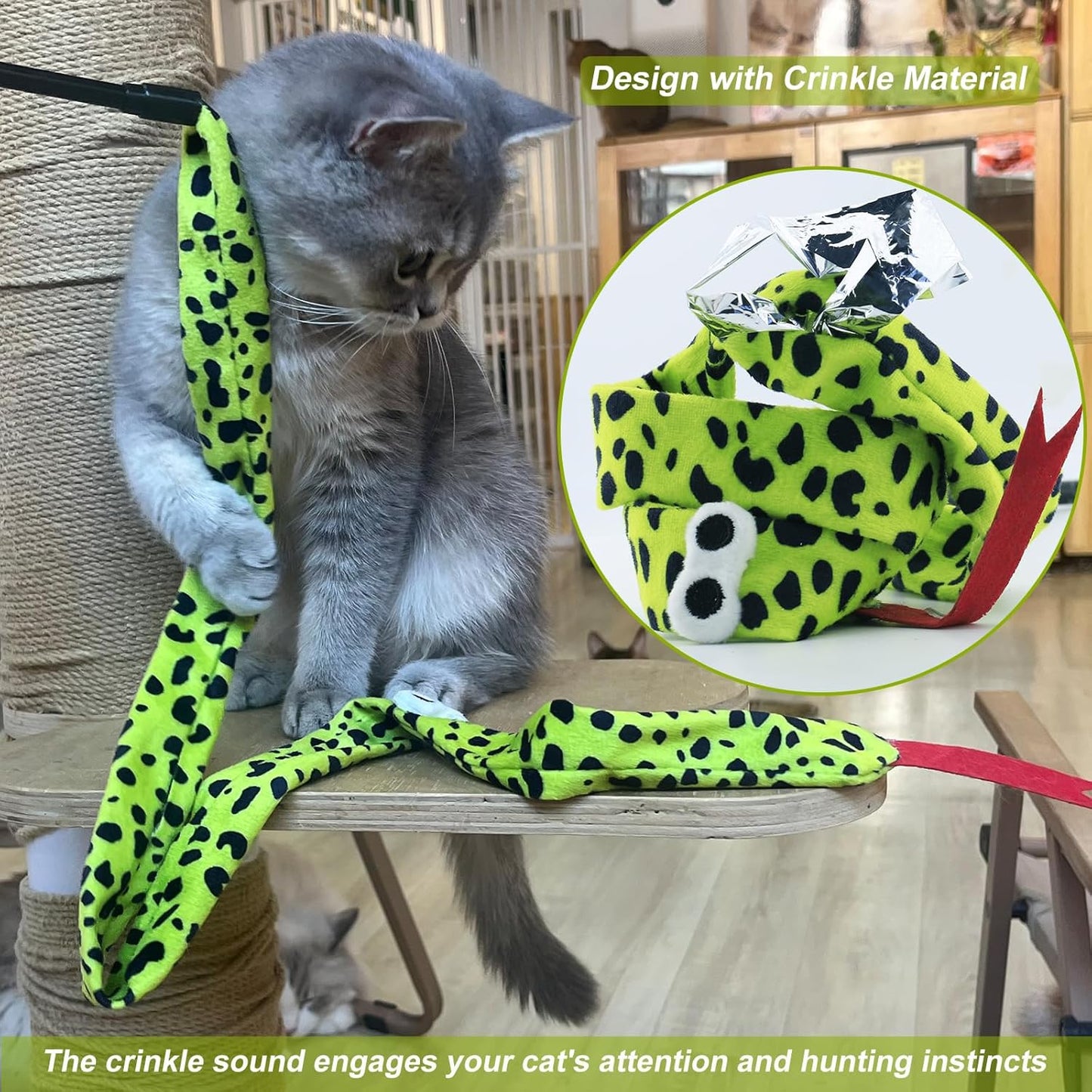 Interactive Cat Toy Wand with Catnip Mouse, Cat Teaser Wand Rainbow String for Bored Indoor Adult Cats and Kittens (8 Pack)