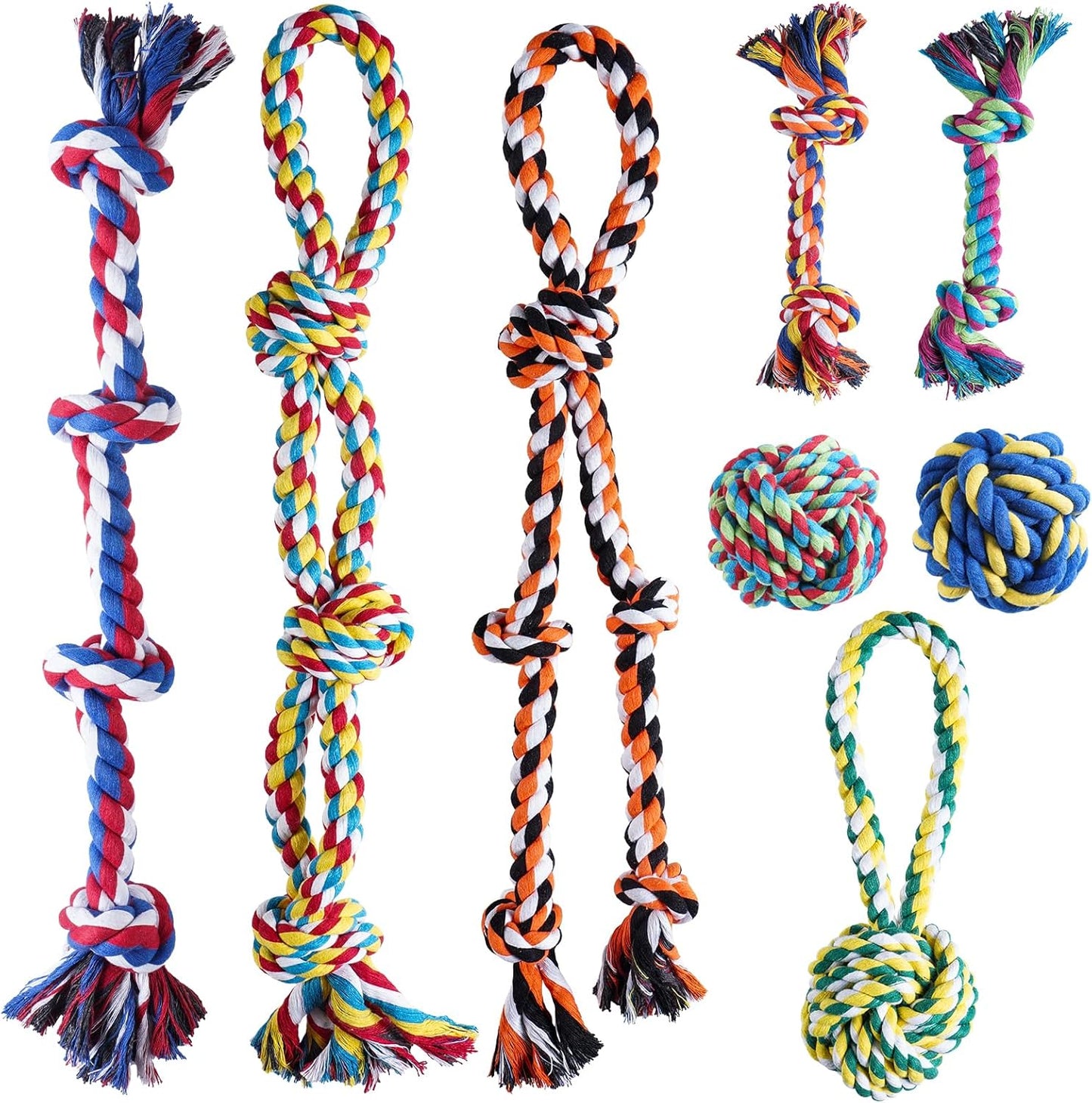 Aitmexcn Dog Rope Toys for Large and Medium Aggressive Chewers, 8 Pack Heavy Duty Dog Rope Toy for Large, Dental Cleaning Chew Toys, Tug Toy for Boredom, 100% Cotton Indestructible Pet Toy