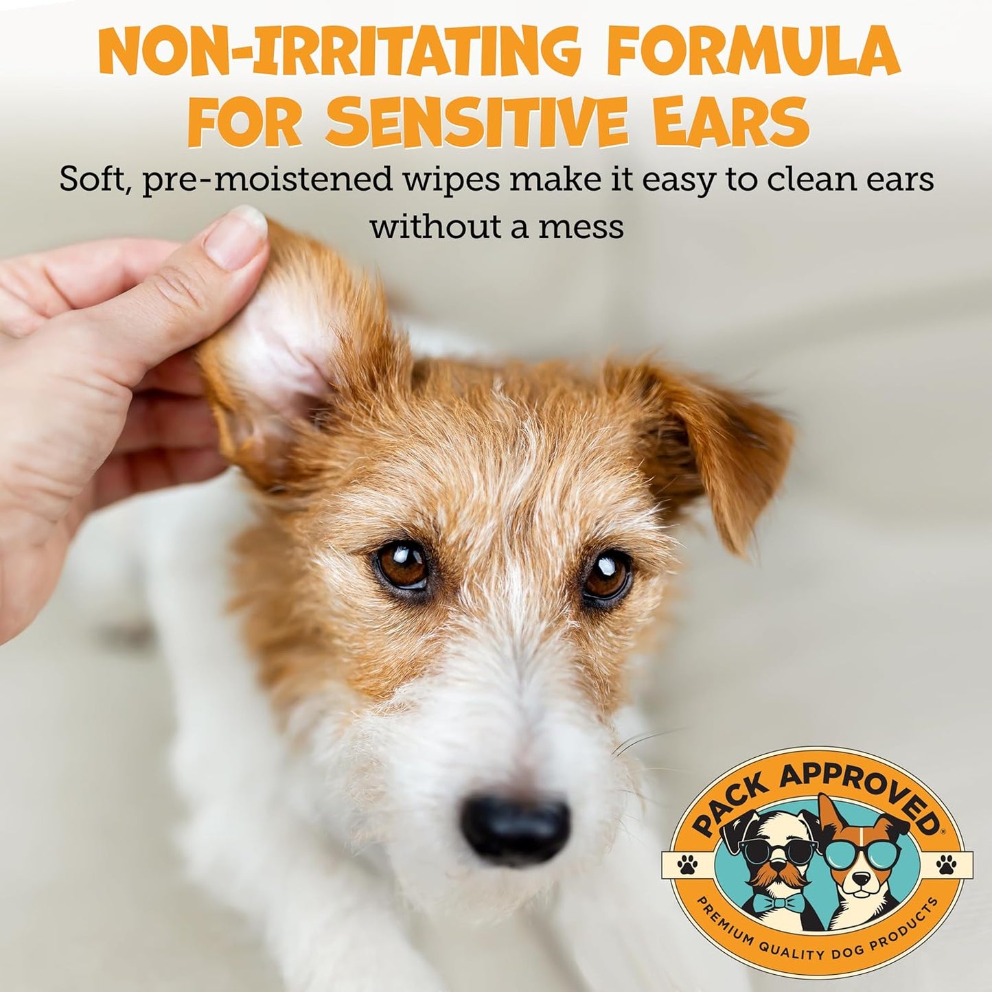 Ear Wipes for Dogs with Aloe Vera & Eucalyptus - Gentle Ear Cleaner for Dogs to Help Remove Wax and Odor - Convenient and Mess-Free Cleaning Pads for Dirty, Itchy Ears - 100 Wipes