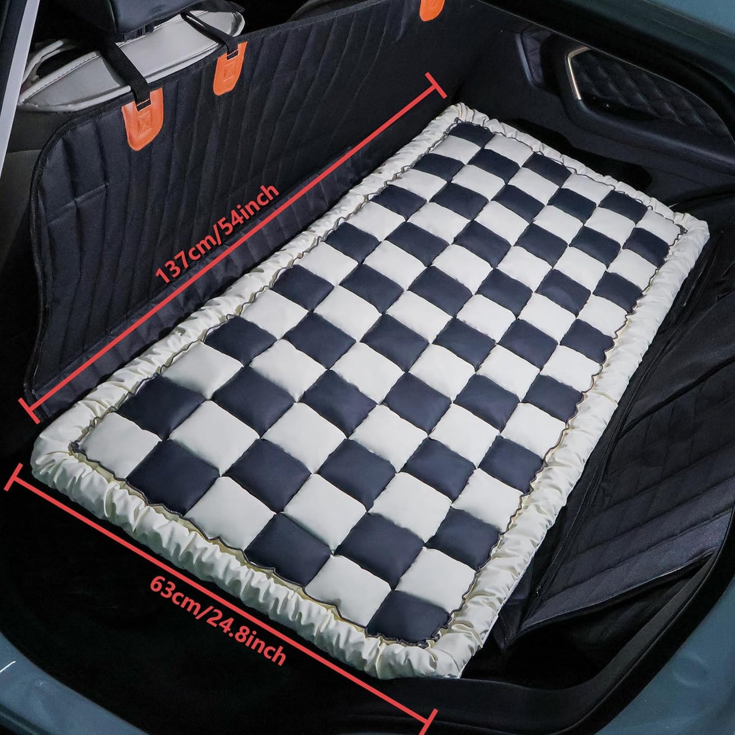 Dog Bed Mat for Car Back Seat，Waterproof Backseat Pet Bed Pad，Non-Slip Dog Car Seat Cover，Leather Pet Cushion Fit for Backseat Extenders and Trucks SUV (Dark Gray, 24.8x54 inch)