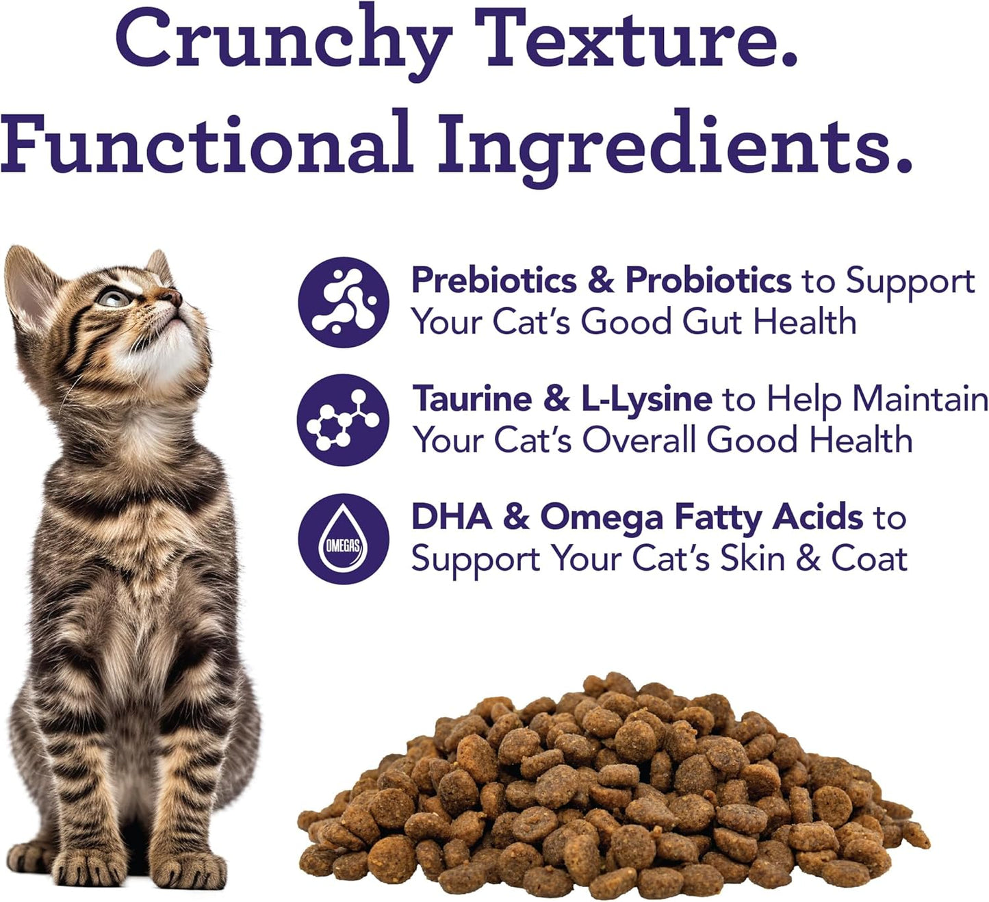 Get Naked Digestive Health Crunchy Cat Treats 2.5oz - Chicken Flavor, Grain-Free Cat Probiotics for Indoor Cats, Supports Healthy Digestion, Dental Health & Immunity, Made in The USA