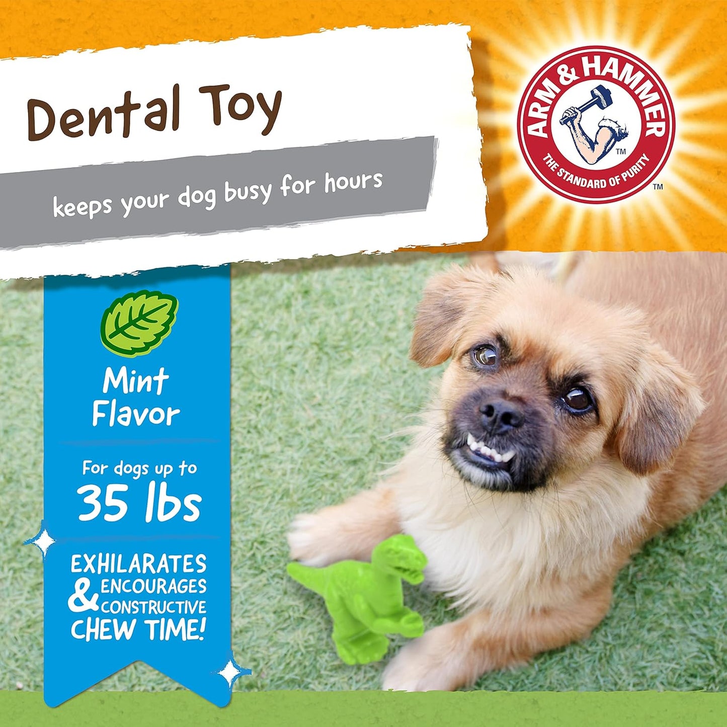 Arm & Hammer for Pets Nubbies Dental Toys T-Rex Dental Chew Toy for Dogs Best Dog Chew Toy for Moderate Chewers Reduces Plaque & Tartar Buildup Without Brushing, Mint Flavor (Pack of 2)