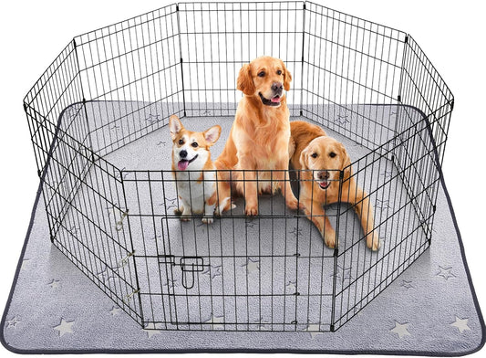 LOOBANI Washable Pee Pads for Dogs, Fast Absorption Reusable Puppy Pads, Waterproof Whelping Mats, Non Slip Training Pet Playpen Mat for Floor, Dog Crate, Grey, 1 Pack 65 x 48 in