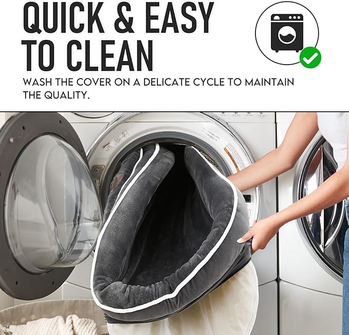 OhGeni Orthopedic Jumbo Dog Couch Pet Sofa XXL Sized Cat Beds with Comfort Foam Support, Soft Comfortable Fabric, Machine Washable Waterproof Removable Cover, 48-Inch (Gray)