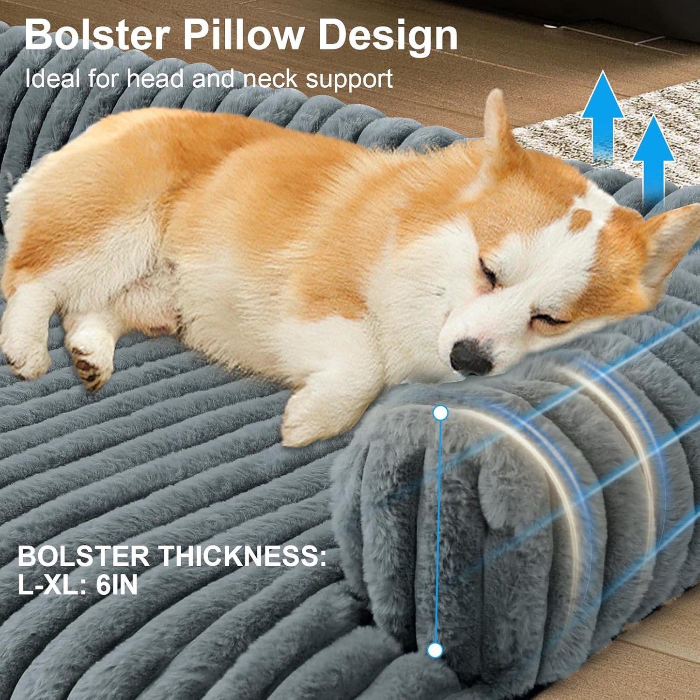 Luxurious Dog Couch Bed, Washable Calming Dog Couch Cover, Removable Couch Protector for Dogs, Waterproof Sofa Bed, Pet Bed Mats for Couch, Pet Couch Covers for Sofa(Grey, XL)