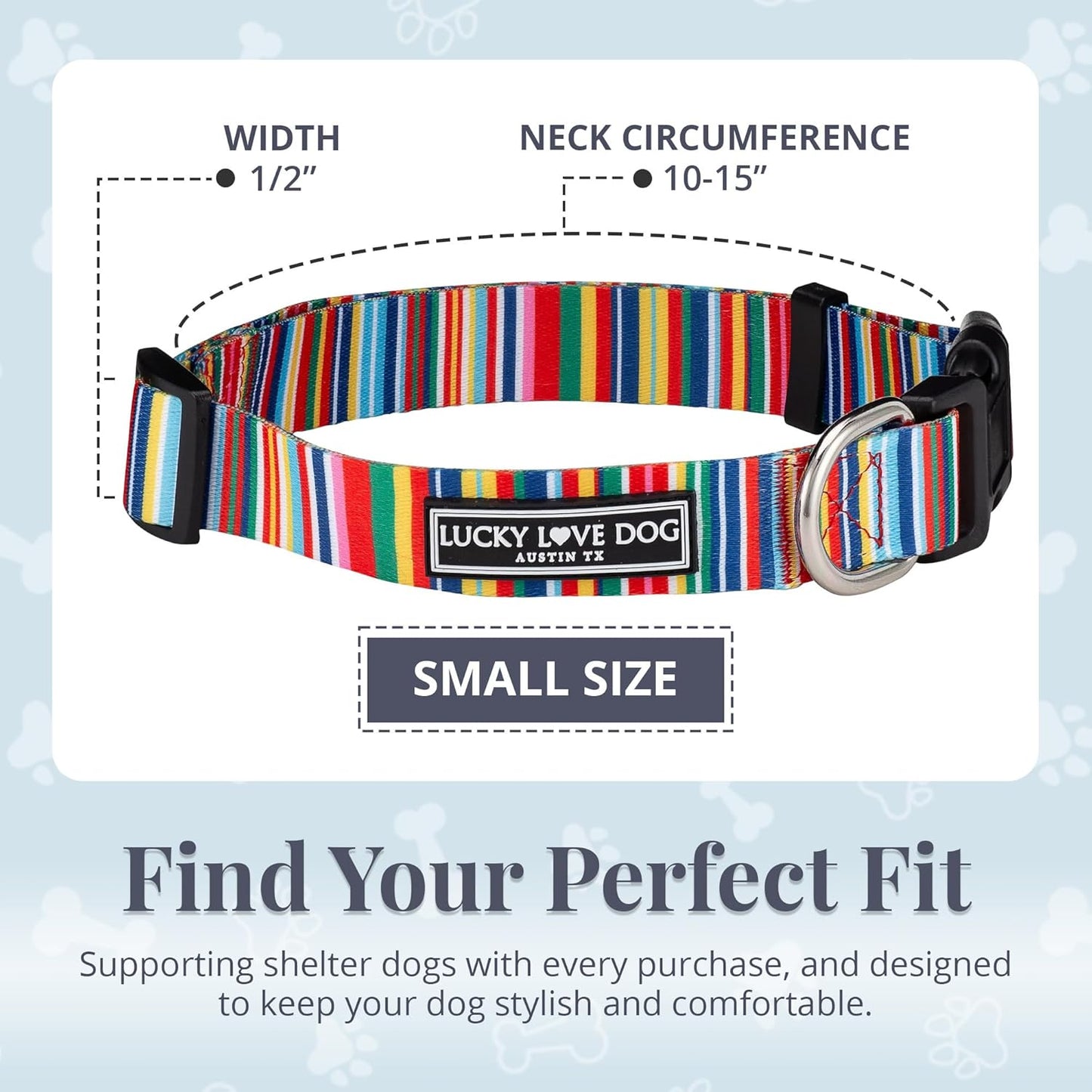 Lucky Love Dog - Adjustable Dog Collar with Easy Click Buckle for Small to Large Ones, Durable, & Comfortable for Male & Female Dogs, Pet Collar for Puppies & Adult Dogs - Hippie, Small
