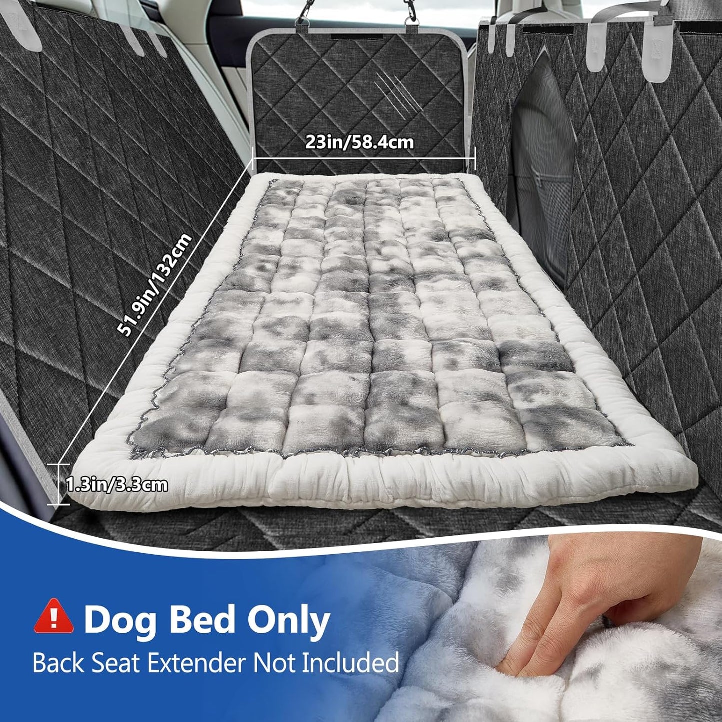 Thickened Dog Bed for Car Back Seat, Upgraded Bottom Non-Slip，Fits Hard Bottom car seat Cover for Dogs, Premium Mixed Color ，Bog Car Seat Cover
