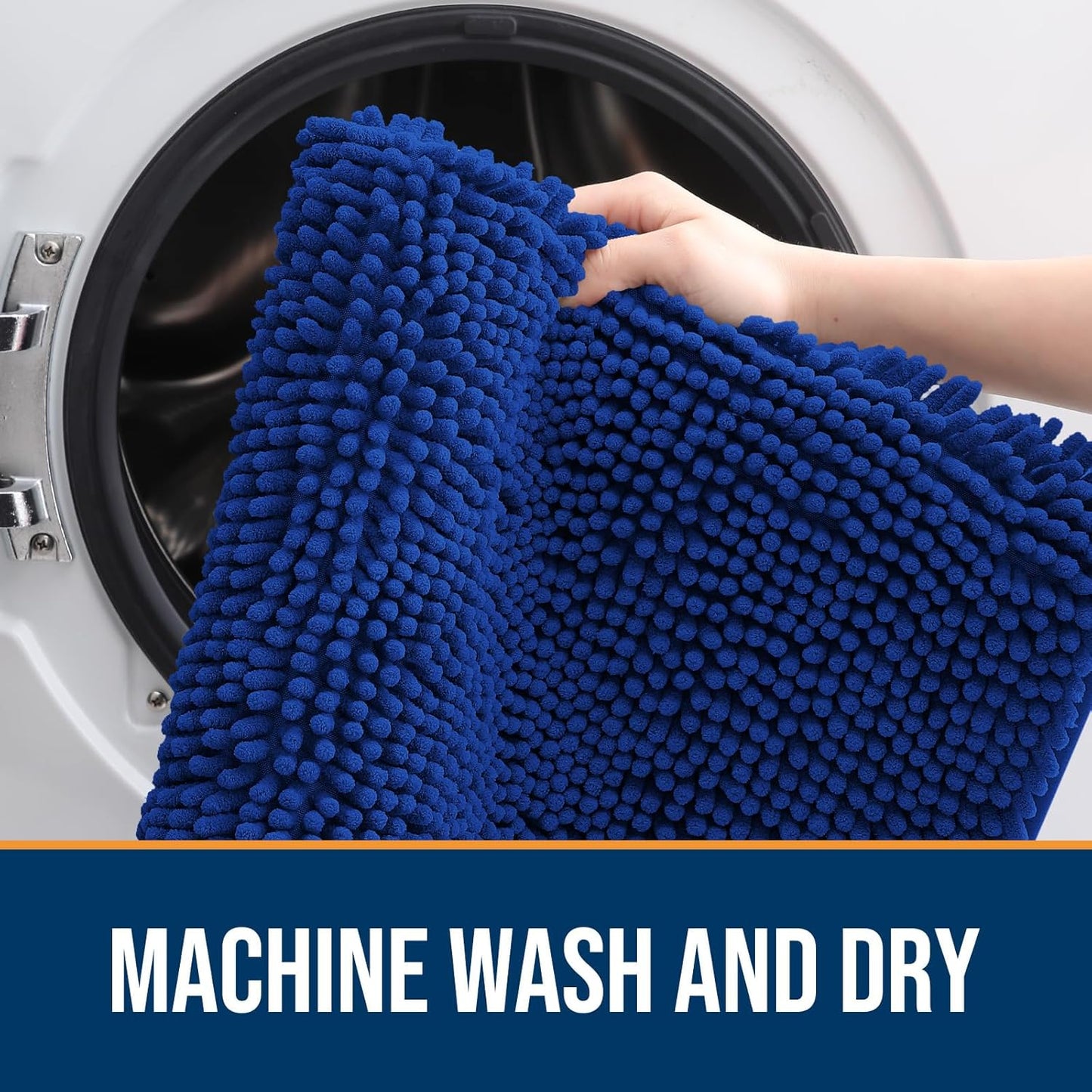 OLANLY Dog Door Mat for Muddy Paws 24x16, Absorbs Moisture and Dirt, Absorbent Non-Slip Washable Doormat, Quick Dry Chenille Mud Mat for Dogs, Entry Indoor Entryway Carpet for Inside Floor, Royal Blue