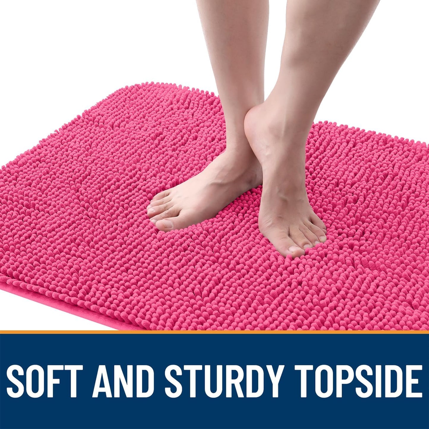 OLANLY Dog Door Mat for Muddy Paws 30x20, Absorbs Moisture and Dirt, Absorbent Non-Slip Washable Doormat, Quick Dry Chenille Mud Mat for Dogs, Entry Indoor Entryway Carpet for Inside Floor, Hot Pink