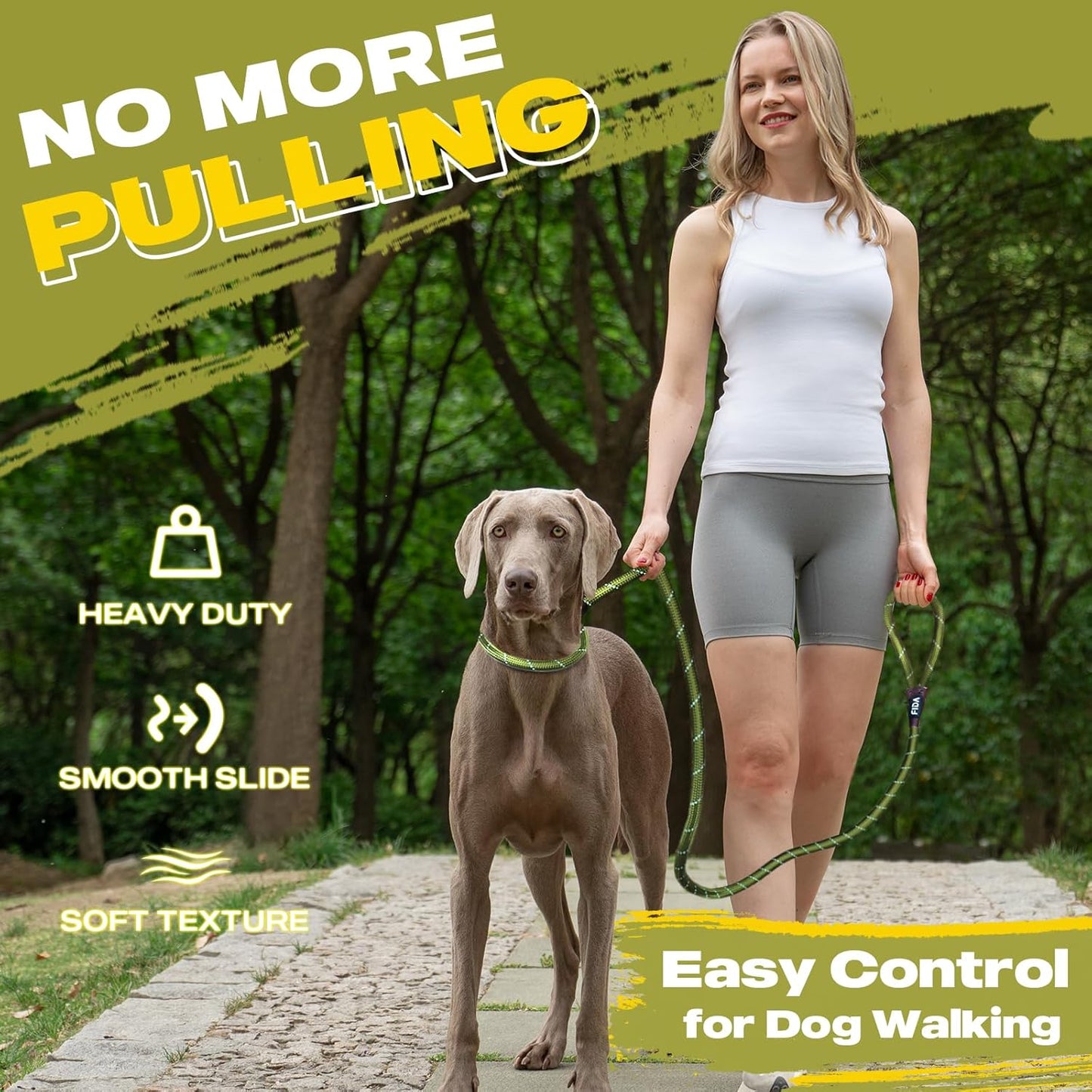 Fida Durable Slip Lead Dog Leash Bulk Pack of 5, Heavy Duty 1/2" x 6 FT Comfortable Strong Rope Slip Lead for Large, Medium & Small Dogs No Pulling Pet Training Leash with Highly Reflective (Green)