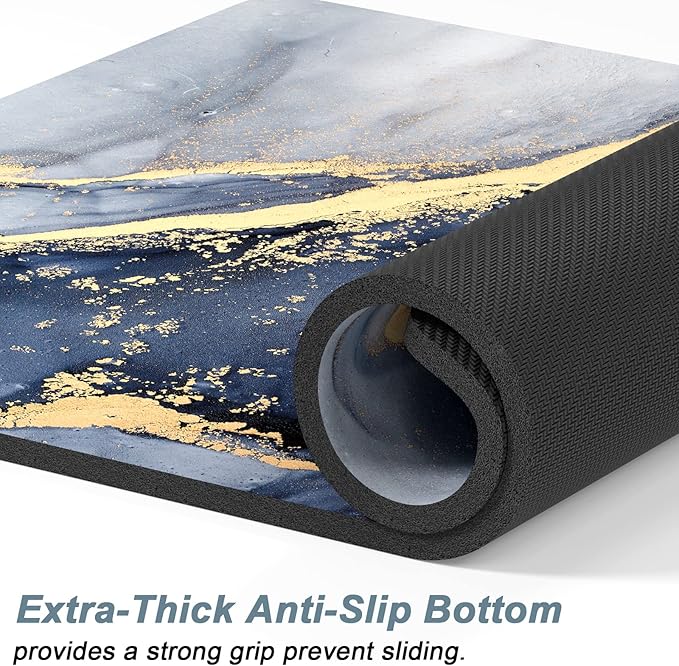 Rnivvi Dog Food Mat, 16" x 24" Marble Absorbent Dog Cat Bowl Mat for Food and Water, Cute Anti-Slip Rubber Pet Feeding Rug Protect Floors, Puppy Placemat for Feeding & Watering Supplies, Grey