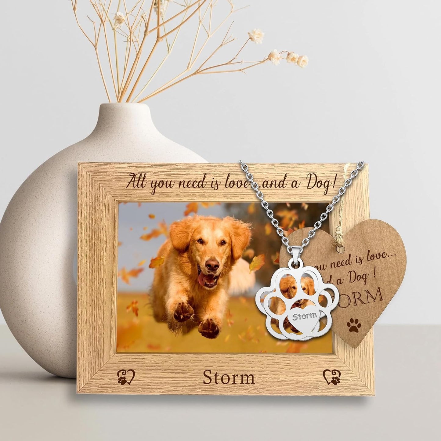 CharmSStory Personalized Photo Necklaces Custom Engraved Name Necklace Memory Keepsake Picture Necklace Pendant Customized Gifts for Women Men