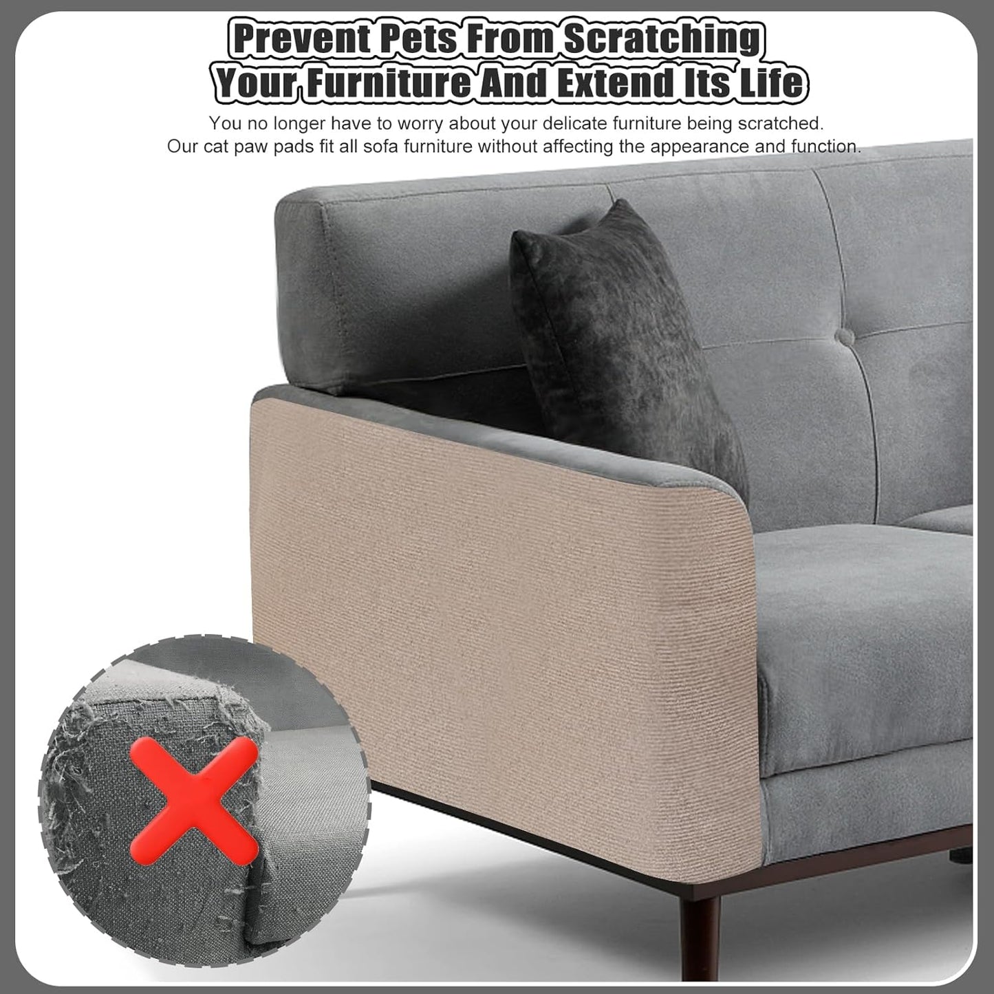 Large 118.1"x15.8" Cat Scratching Mat - Carpet with Self-Adhesive Trimmable-Adhesive Carpet, Cat Scratch Furniture Protector Replacement for Cat Tree Shelf Shelves Couch Furniture DIY Protector