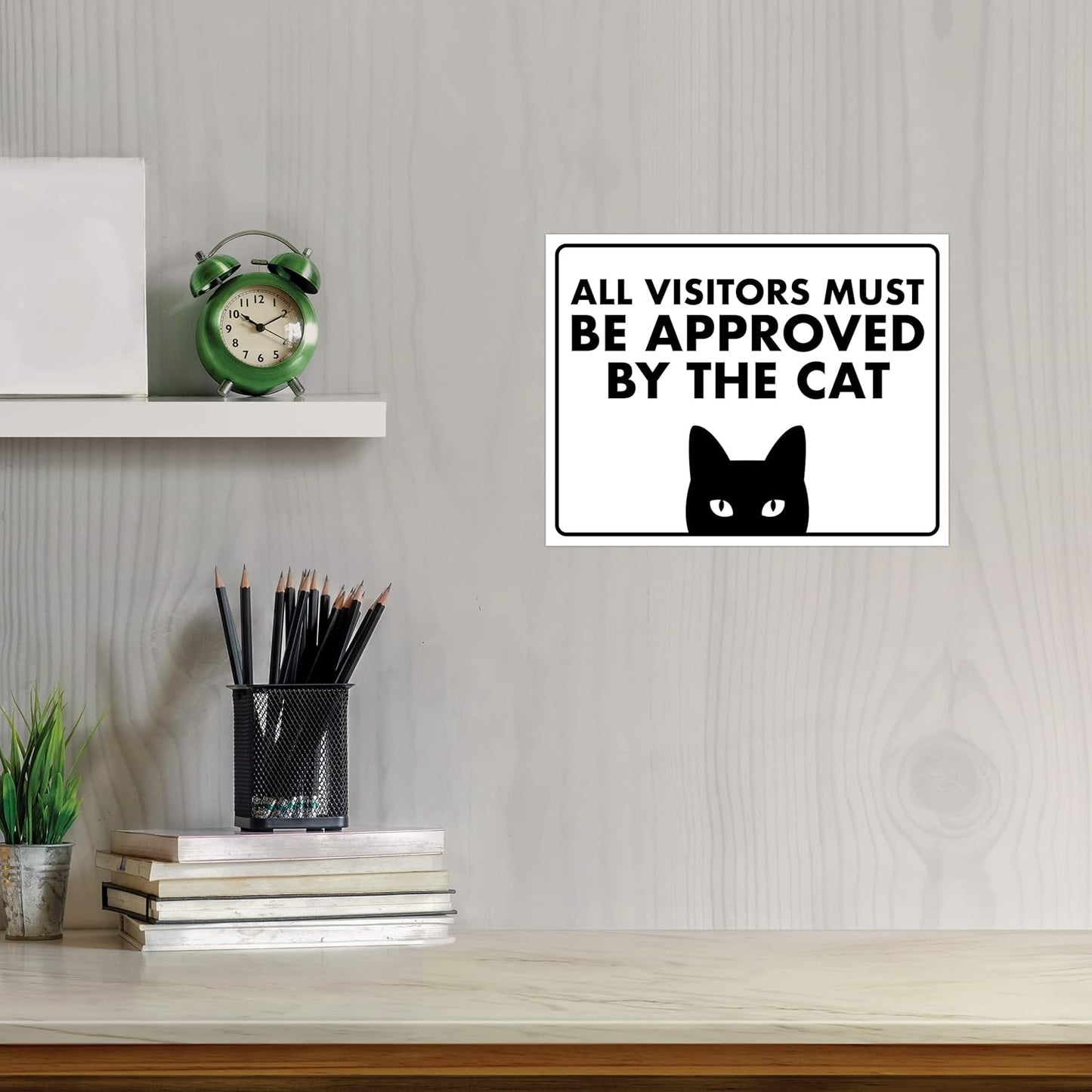 All Visitors Must Be Approved By the Cat - Funny Cat Sign, Laminated - 8.5" x 11" - Cat Signs for Home Decor, Gift for Cat Lovers, Cat Lady Sign - ENVISIONED Signage