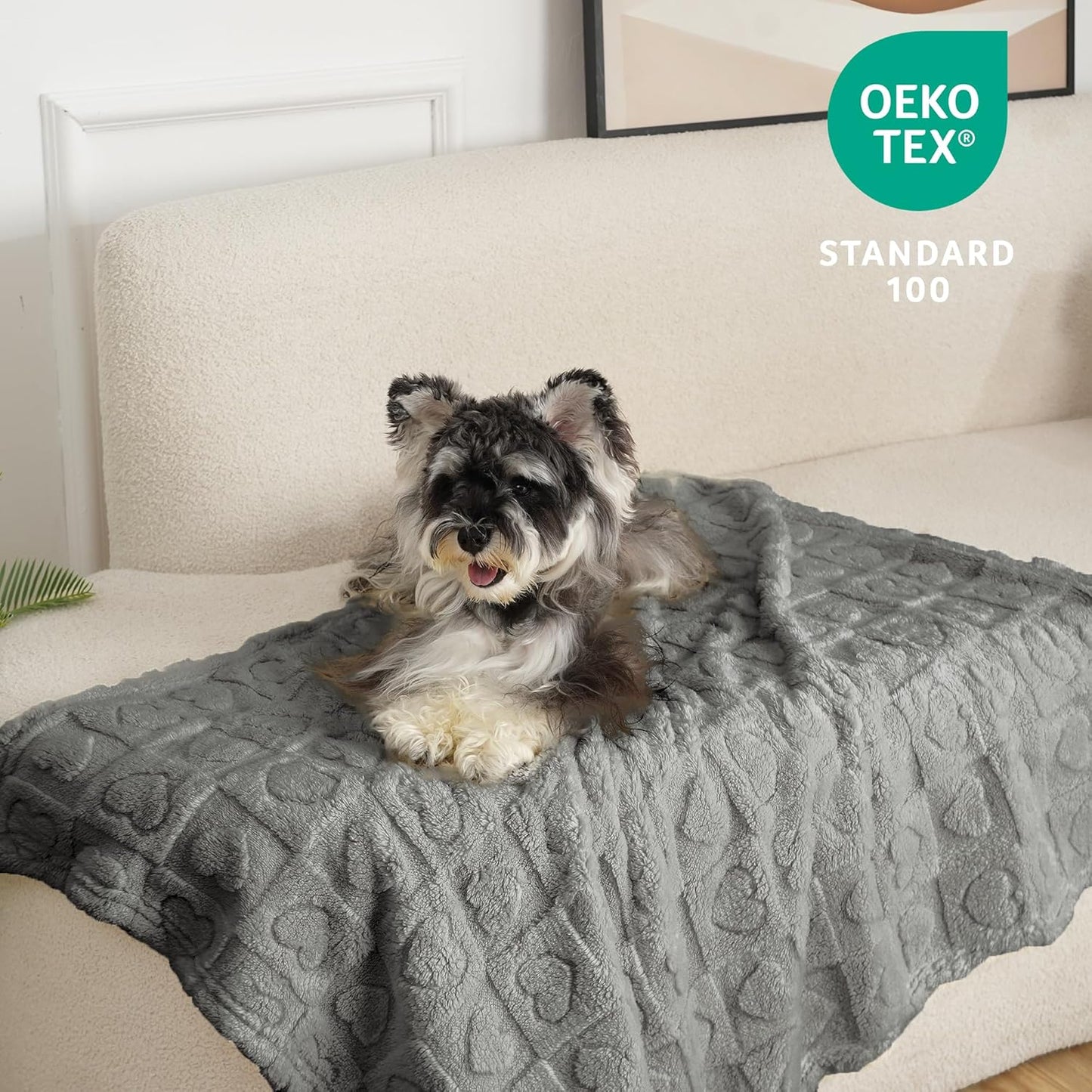 gogobunny Calming Plush Dog Cat Blanket 300GSM Coral Fleece, Ultra-Soft Machine Washable Pet Bedding for Small Medium Dogs Cats Puppies Kittens (Anthracite, 30x40)