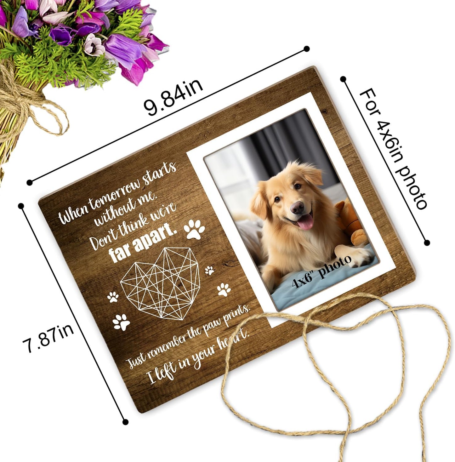 Dog Memorial Picture Frame,Pet Wooden Memorial Gifts Picture Frame for Loss of Pet Sympathy Keepsake Gifts, When Tomorrow Starts Without Me 4x6 Photo12P114
