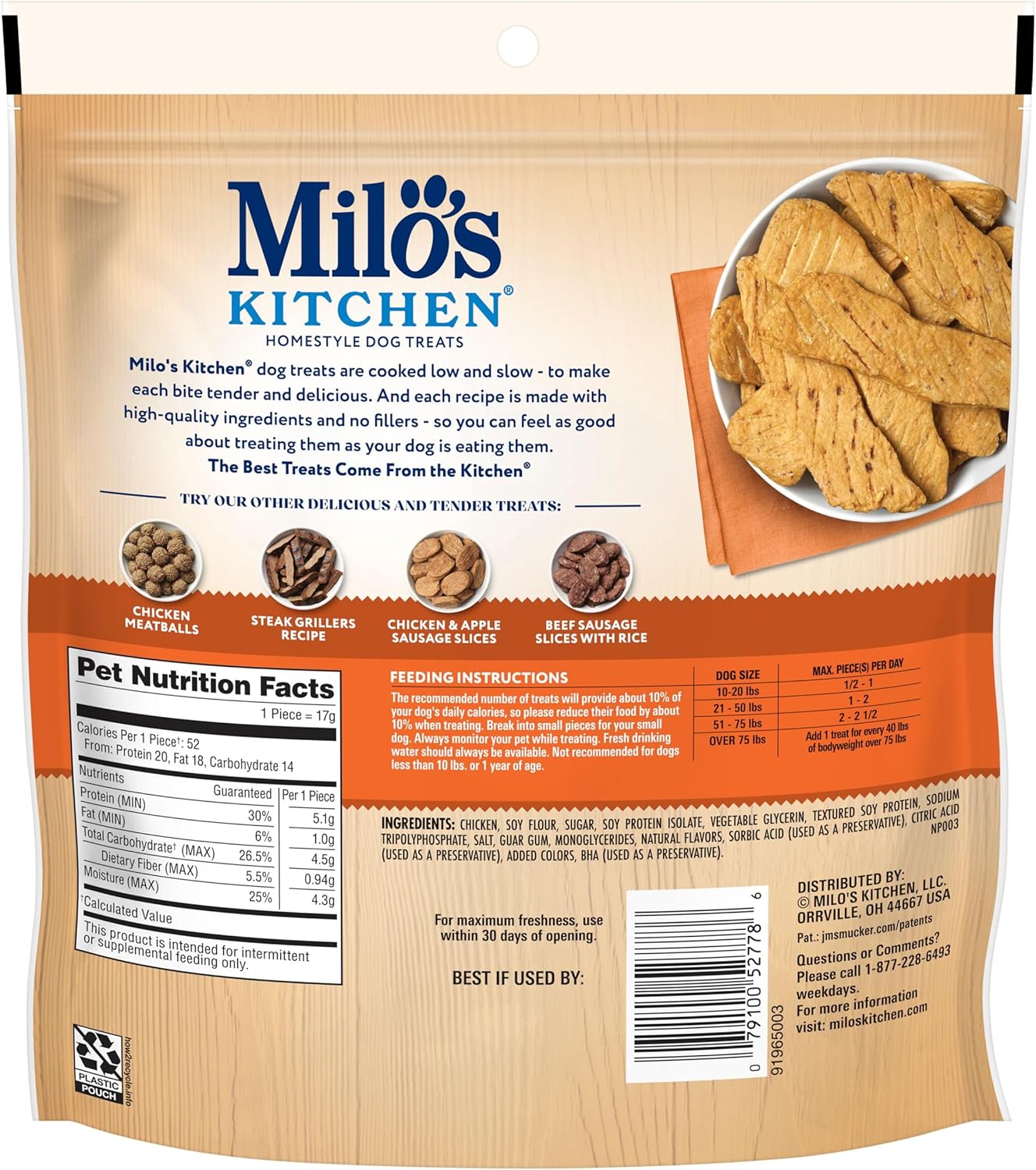 Milo's Kitchen Homestyle Dog Treats, Chicken Jerky, 8.5 Ounce, High Protein, No Artificial Flavors