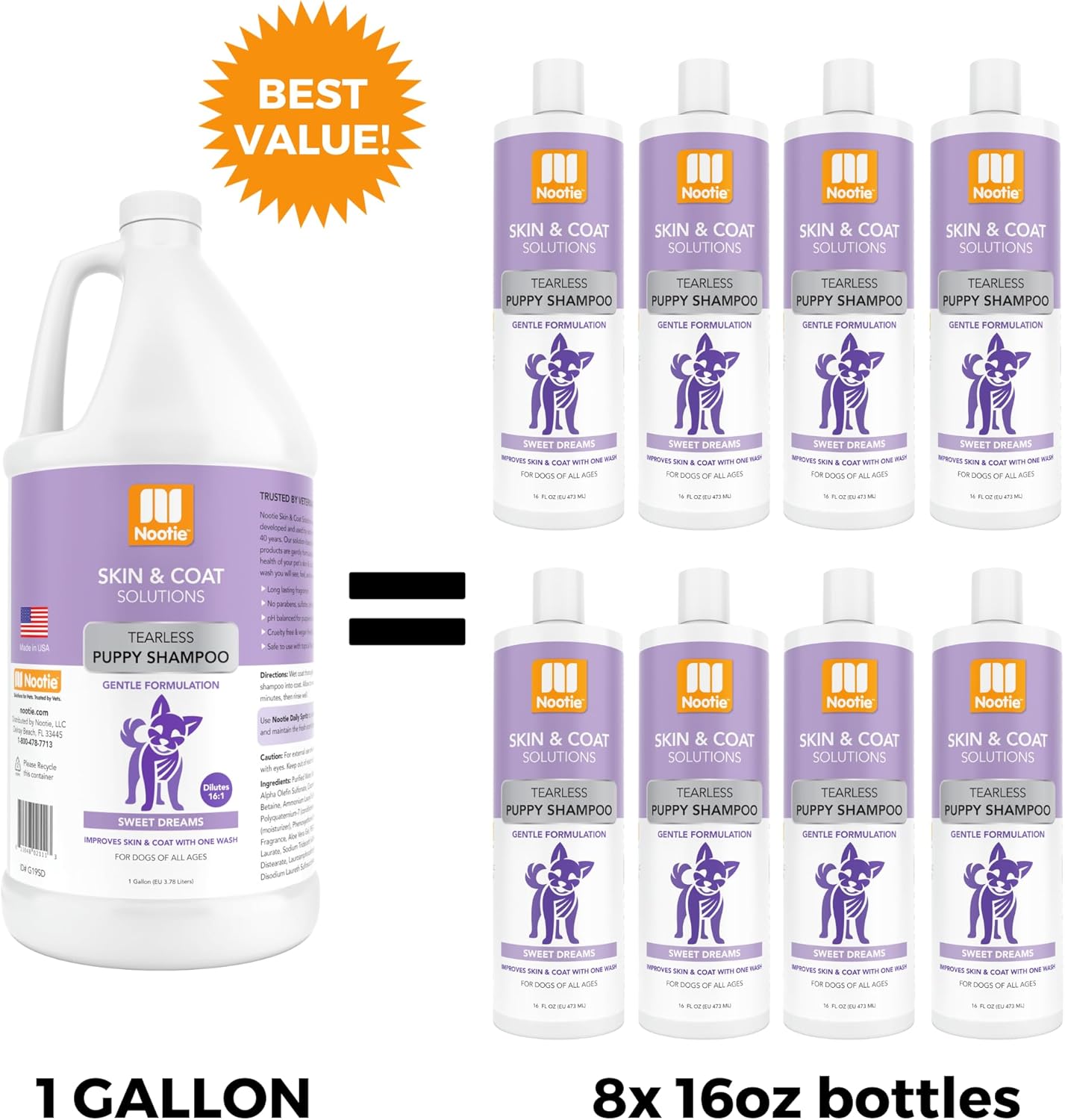 Nootie - Pet Shampoo for Sensitive Skin - Revitalizes Dry Skin & Coat - Natural Ingredients - Gentle Dog Shampoo - Cleans & Conditions