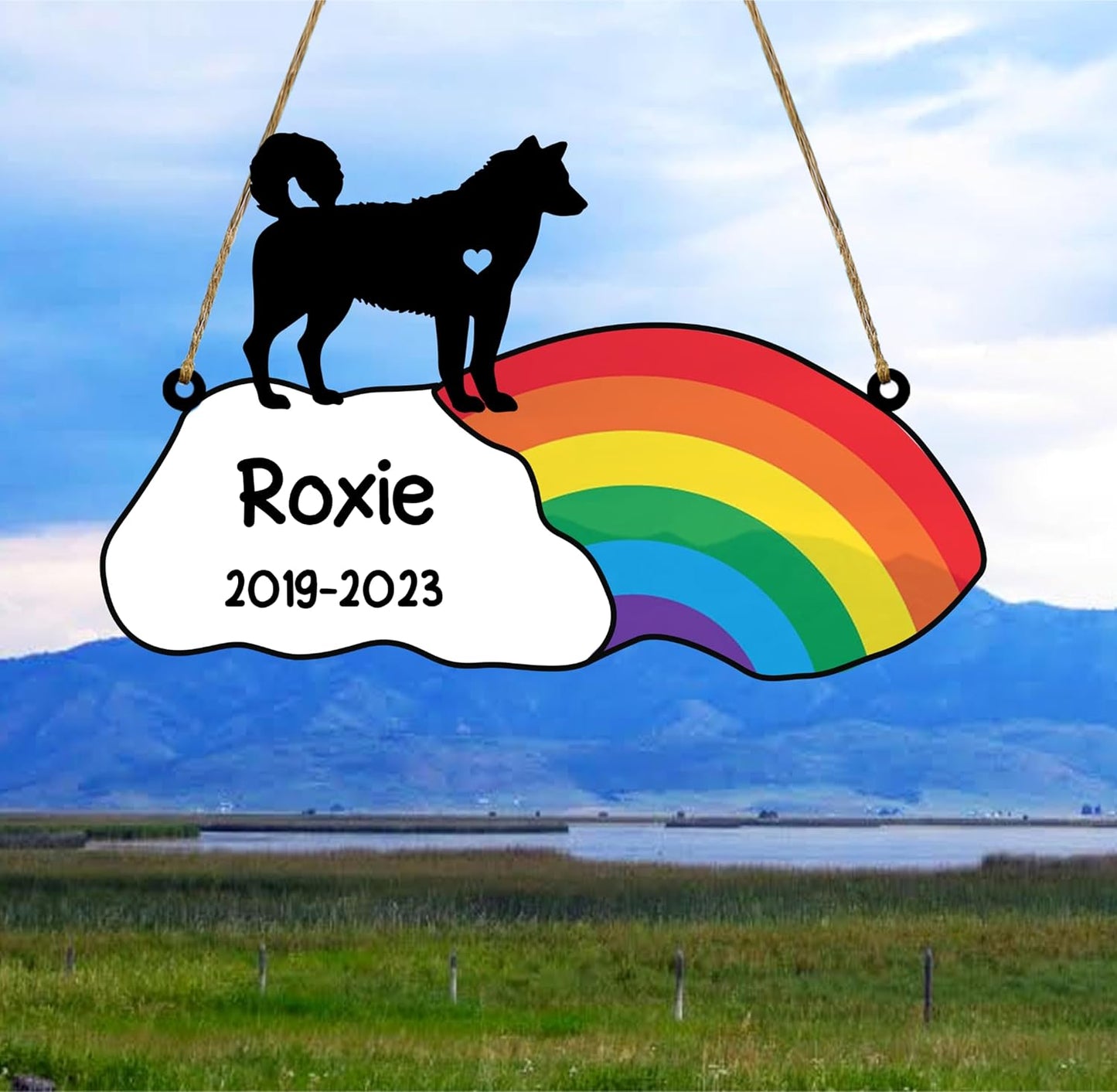 LOVELYPOD Personalized Rainbow Bridge Pet Memorial Gifts for Dogs,Custom Breeds Ornament Suncatcher Loss of Dogs, Pet Remembrance in Memory Gifts Lover, Loss of one Sympathy