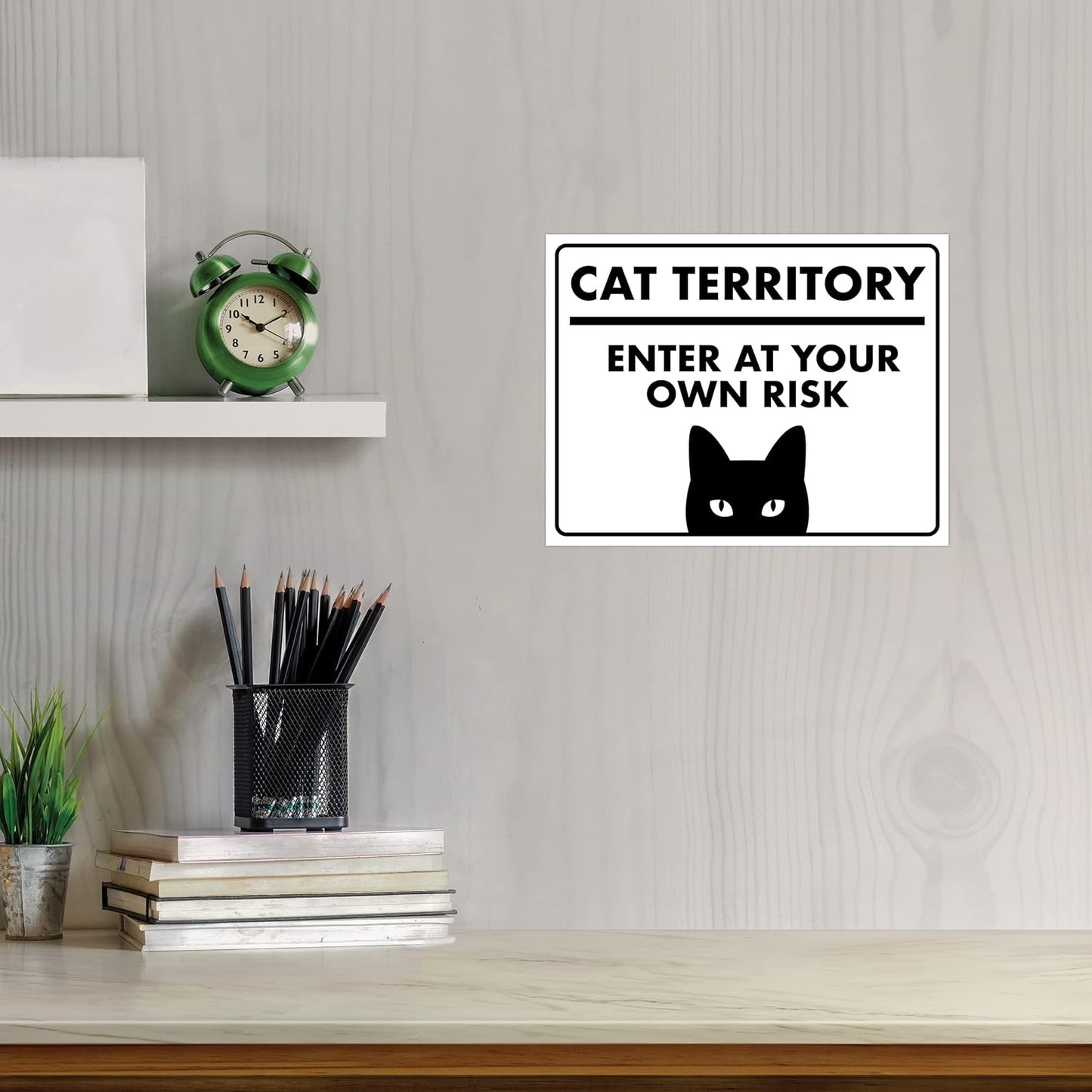 Cat Territory, Enter At Your Own Risk - Funny Cat Sign, Laminated - 8.5" x 11" - Perfect for Home Decor, Gift for Kitty Lovers, Warning Sign - ENVISIONED Signage