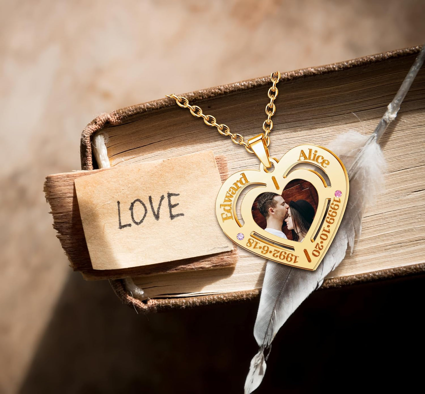 CharmSStory Personalized Photo Necklaces Custom Engraved Name Necklace Memory Keepsake Picture Necklace Pendant Customized Gifts for Women Men