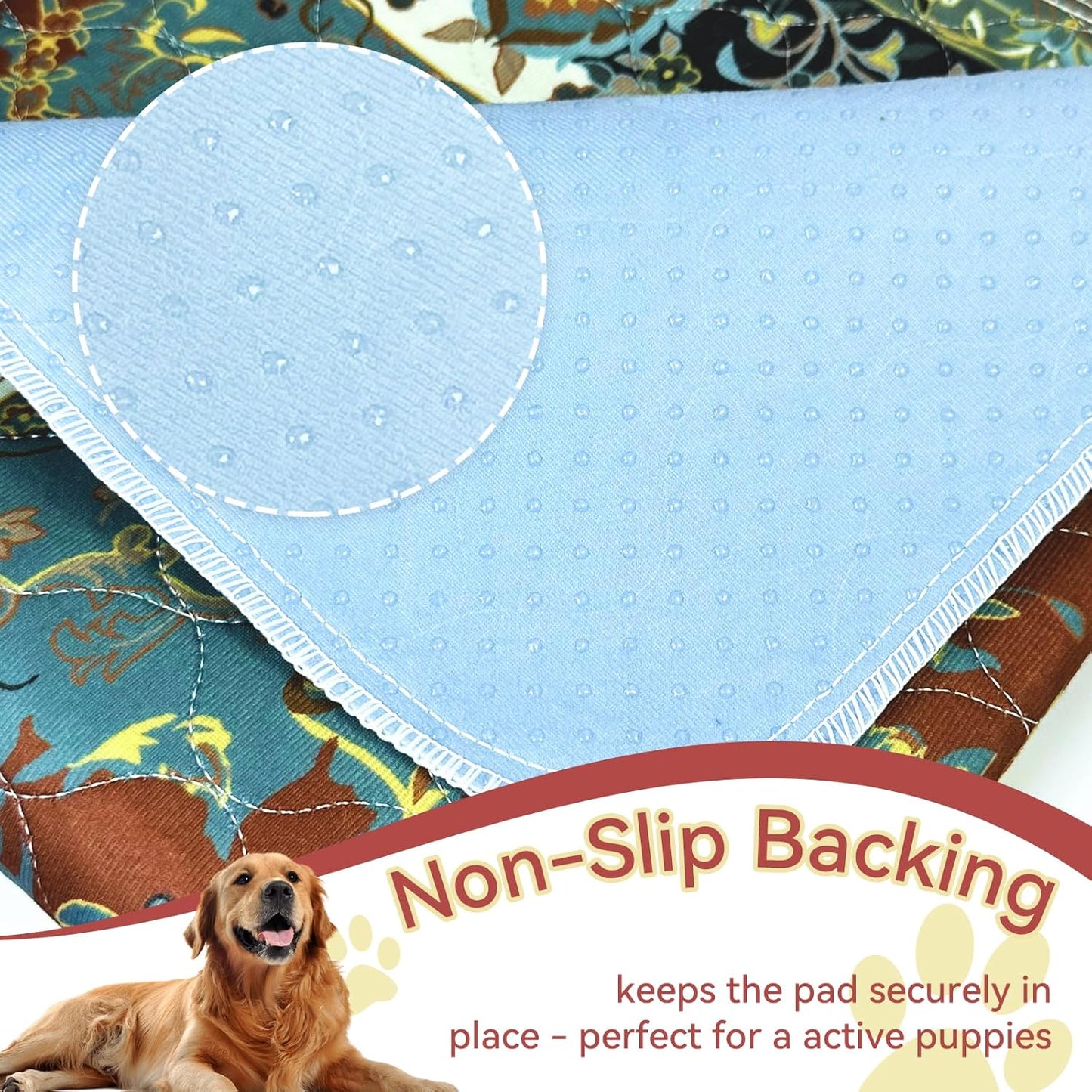 Pee Pads for Dogs Washable, 2 Pack 18'' x24'' Waterproof Non-Slip Puppy Pad with Fast Absorbent, Reusable Rug for Training Travel Whelping Housebreaking Incontinence Crate